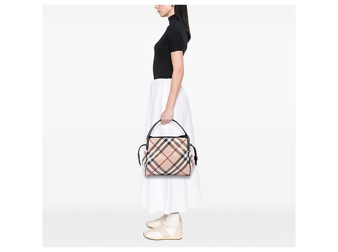 Burberry Beige Supernova Check Beschichtetes Canvas Bilmore Tote - vista 6