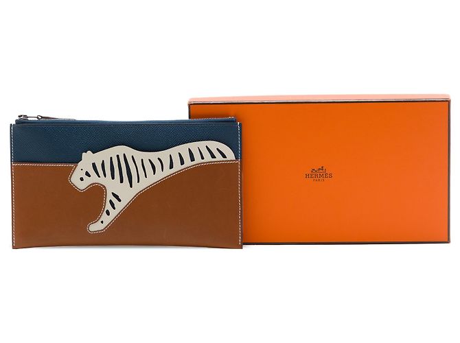 Pochette Rooroo in Barenia ed Epsom marrone Hermès - vista 7