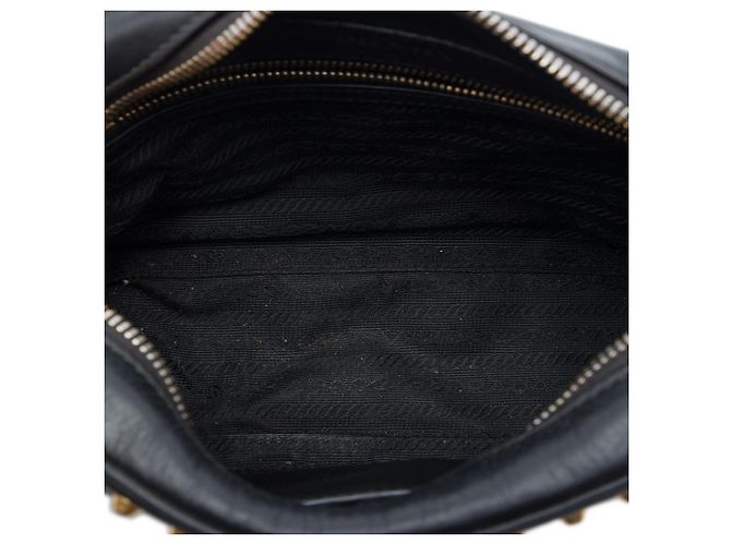 Borsa a tracolla Prada Black City Calf Studded Nero - vista 4
