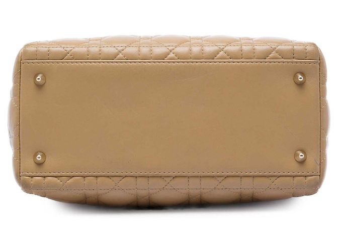 Dior Beige Medium Lambskin Cannage Lady Dior - vue 3