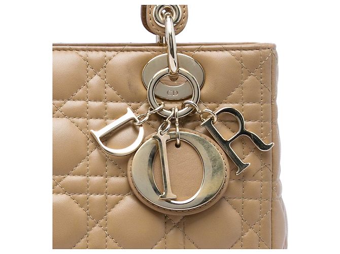 Dior Beige Medium Lambskin Cannage Lady Dior - vue 5