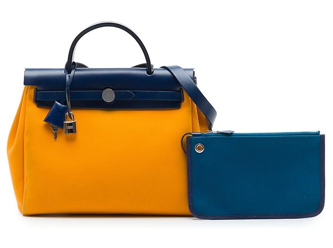 Hermès Orange Toile Herbag Zip Retourne Verso 31 Arancione - vista 7