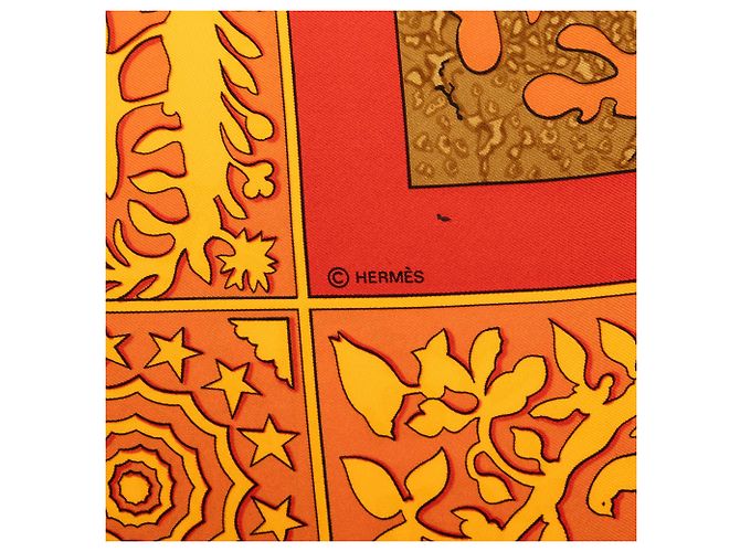 Sciarpa in seta Hermès Orange Early America 90 - vista 3