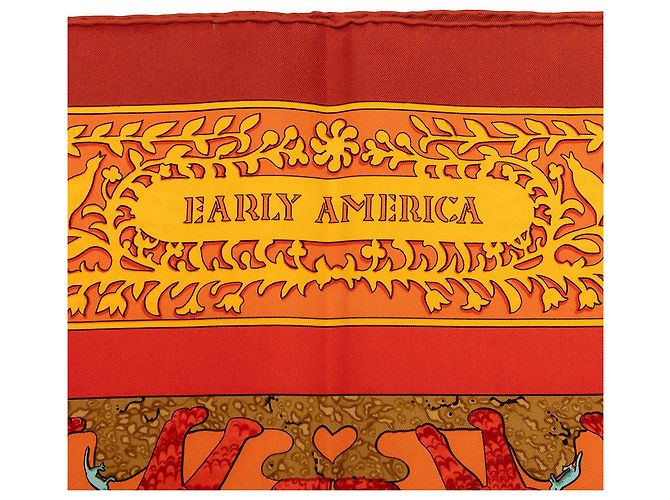 Sciarpa in seta Hermès Orange Early America 90 - vista 4