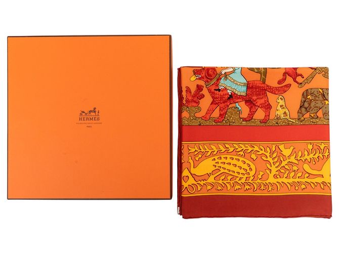 Sciarpa in seta Hermès Orange Early America 90 - vista 8