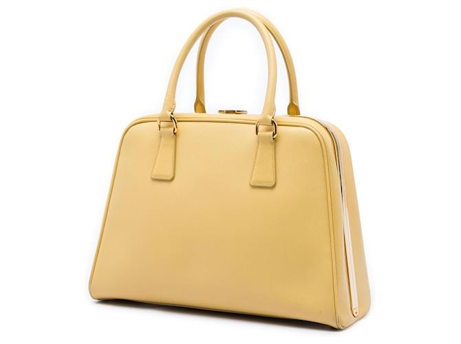 Borsa Prada Yellow Saffiano Lux Pyramid Frame Giallo - vista 2
