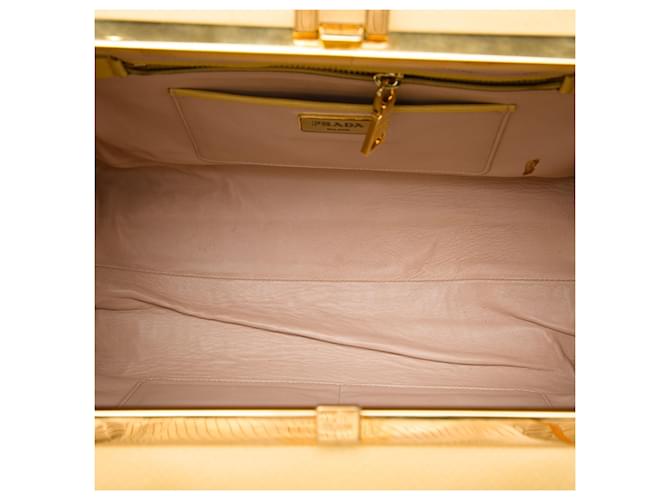Borsa Prada Yellow Saffiano Lux Pyramid Frame Giallo - vista 4