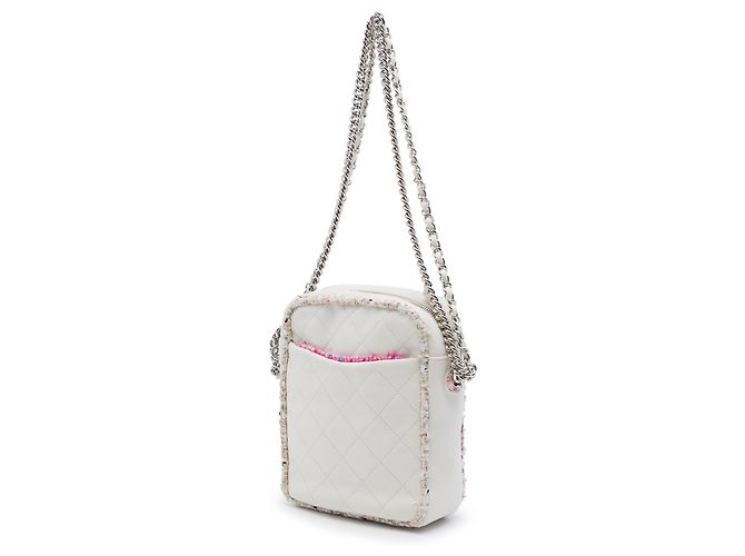Borsa elegante Chanel in agnello trapuntato e tweed bianco - vista 2