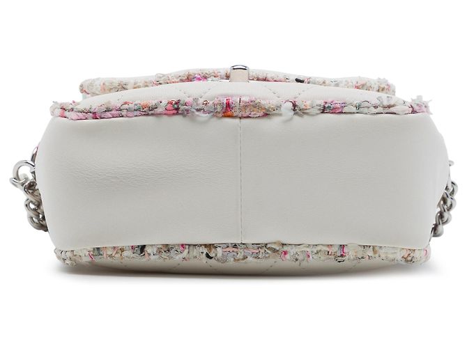 Borsa elegante Chanel in agnello trapuntato e tweed bianco - vista 3