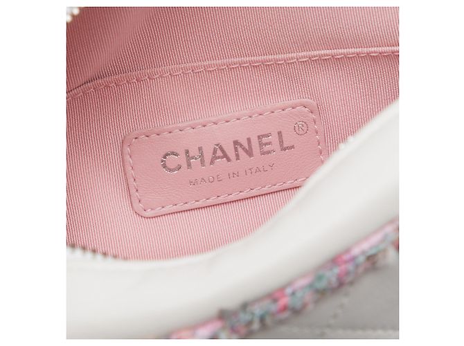 Borsa elegante Chanel in agnello trapuntato e tweed bianco - vista 5