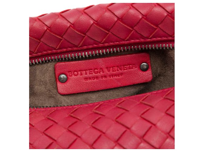 Borsa a tracolla Bottega Veneta in nappa rossa Intrecciato - vista 5