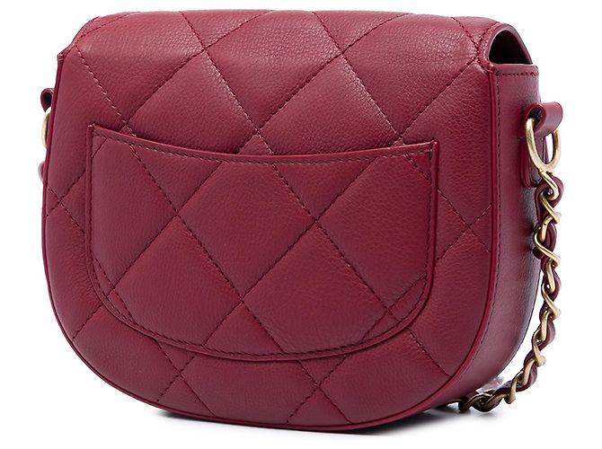 Chanel Red Quilted Calfskin Camellia Turn Lock Flap Rosso Bordò - vista 2