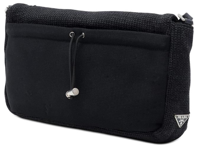 Borsa a tracolla in lana nera Prada Nero - vista 2