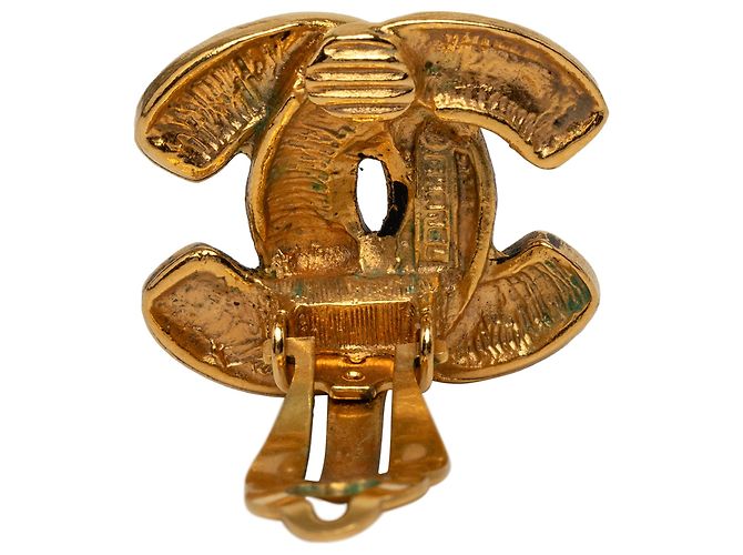 Orecchini a clip Chanel Gold CC placcati oro trapuntati D'oro - vista 3