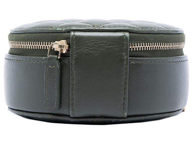 Clutch redonda Chanel Green CC de piel de cordero acolchada con cadena Verde Verde oscuro - vista 3