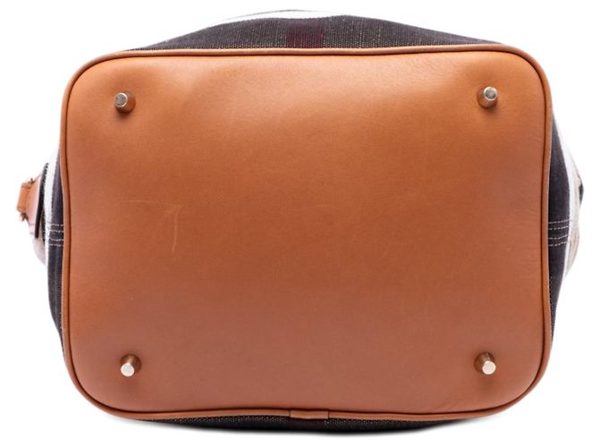 Burberry Ashby Beutel aus braunem Mega Check Canvas und genarbtem Kalbsleder, Größe Medium - Ansicht 3
