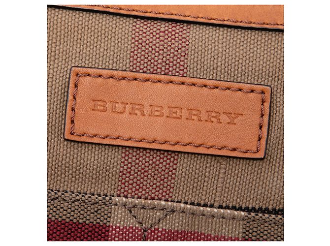 Burberry Ashby Beutel aus braunem Mega Check Canvas und genarbtem Kalbsleder, Größe Medium - Ansicht 5