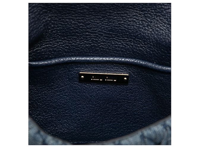 Borsa Miu Miu in denim matelassé blu con catena di cristalli - vista 5