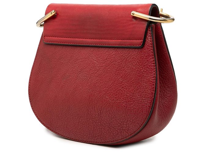 Chloé Drew Crossbody in pelle di vitello liscia e granulata rossa, piccola Rosso - vista 2