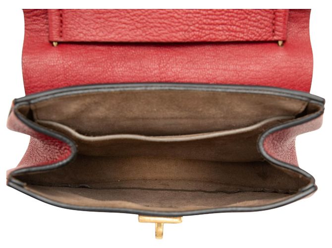 Chloé Drew Crossbody in pelle di vitello liscia e granulata rossa, piccola Rosso - vista 4