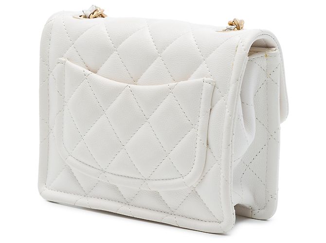 Chanel White Mini Quilted Caviar Sweet Flap Bianco - vista 2