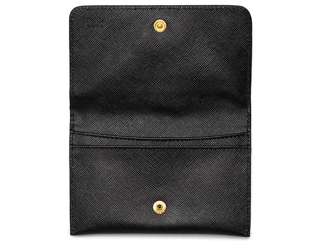Prada Black Saffiano Bifold Kleine Geldbörse Schwarz - Ansicht 4