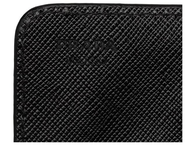 Prada Black Saffiano Bifold Kleine Geldbörse Schwarz - Ansicht 5