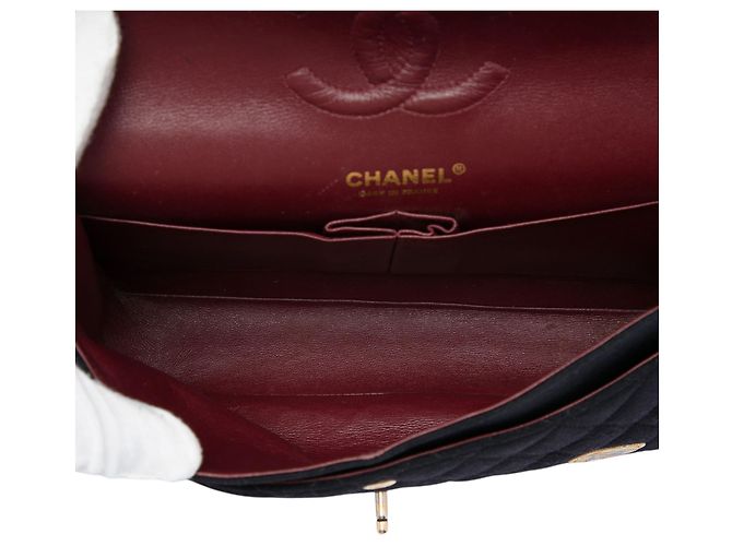 Chanel Black Paris Hamburg Medium Classic Jersey Coco Sailor Charms Double Flap Nero - vista 4