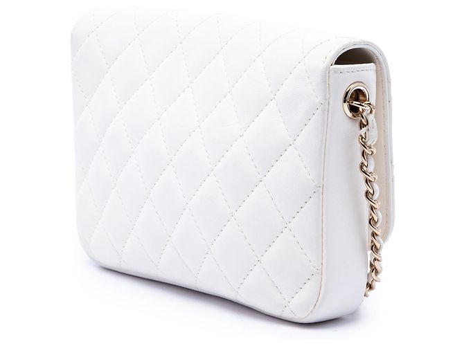 Chanel White CC Quilted Lambskin Side Packs Flap Bianco - vista 3