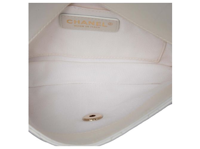 Chanel White CC Quilted Lambskin Side Packs Flap Bianco - vista 5