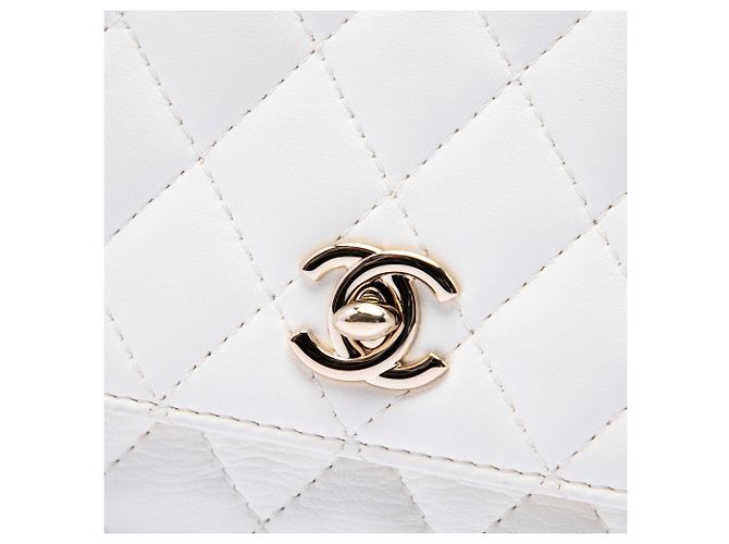 Chanel White CC Quilted Lambskin Side Packs Flap Bianco - vista 6