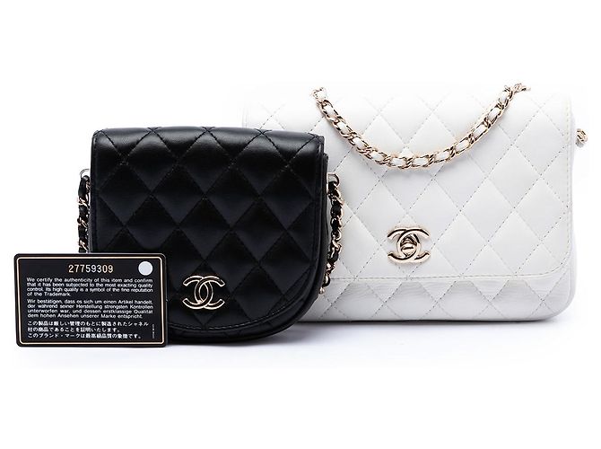 Chanel White CC Quilted Lambskin Side Packs Flap Bianco - vista 8