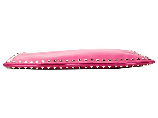 Clutch Rockstud in pelle grande rosa Valentino - vista 3