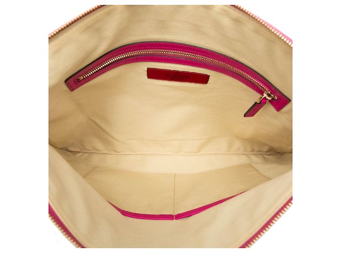 Clutch Rockstud in pelle grande rosa Valentino - vista 4
