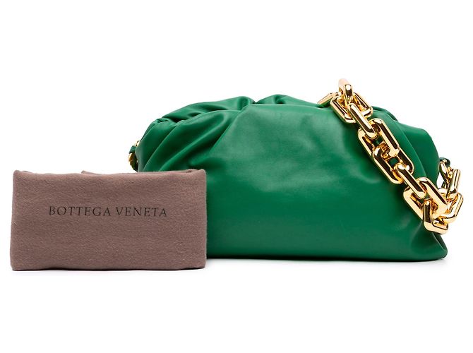 Pochette con catena in agnello verde Bottega Veneta - vista 7