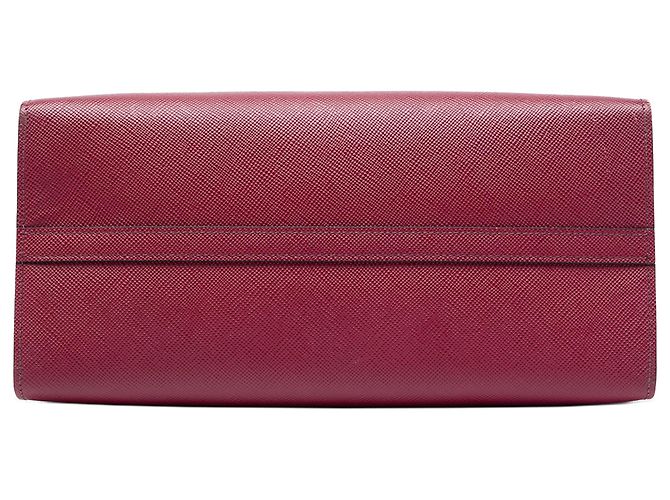 Prada Red Medium Saffiano Cuir Monochrome Top Handle Tote Rosso Bordò - vista 3
