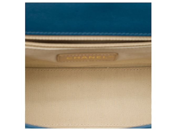 Chanel Blue Medium Quilted Grained Calfskin Label Click Top Handle Flap - vista 4
