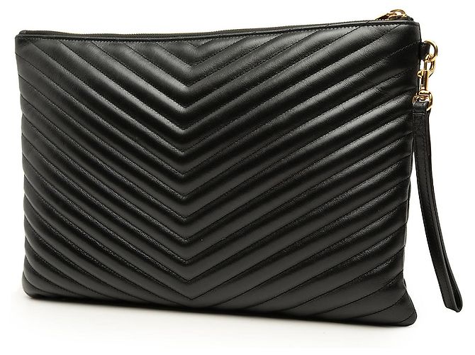 Portadocumentos Cassandre en piel de becerro negro con chevron Saint Laurent - vista 2
