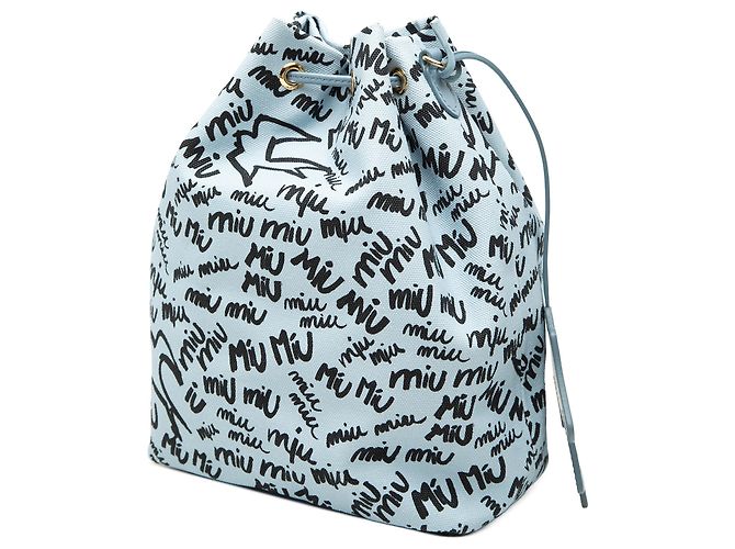 Pochette de cordón en lona estampada azul Miu Miu Azul claro - vista 2