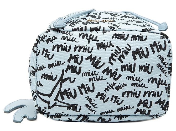 Pochette de cordón en lona estampada azul Miu Miu Azul claro - vista 3