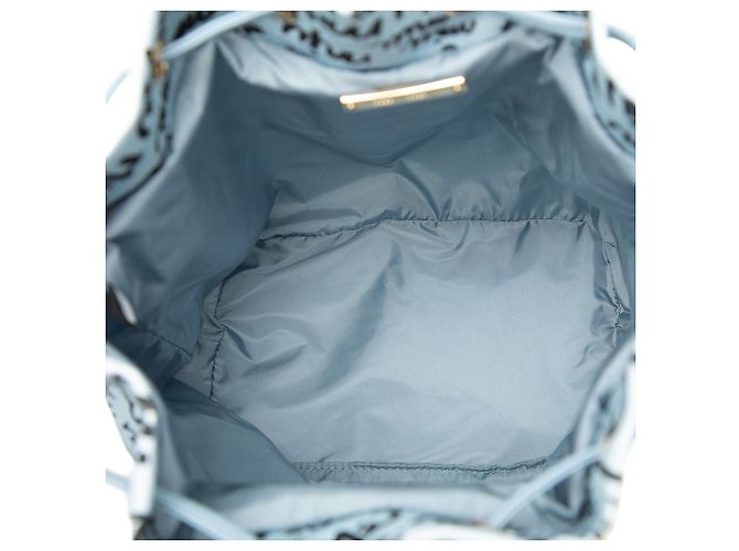 Pochette de cordón en lona estampada azul Miu Miu Azul claro - vista 4