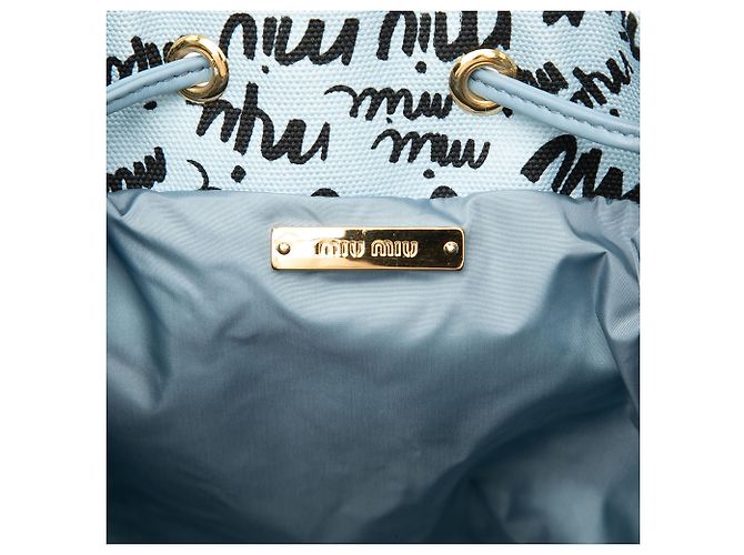 Pochette de cordón en lona estampada azul Miu Miu Azul claro - vista 5