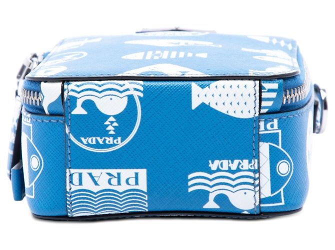 Prada Blue Saffiano Whale Brique Borsa a tracolla verticale - vista 3