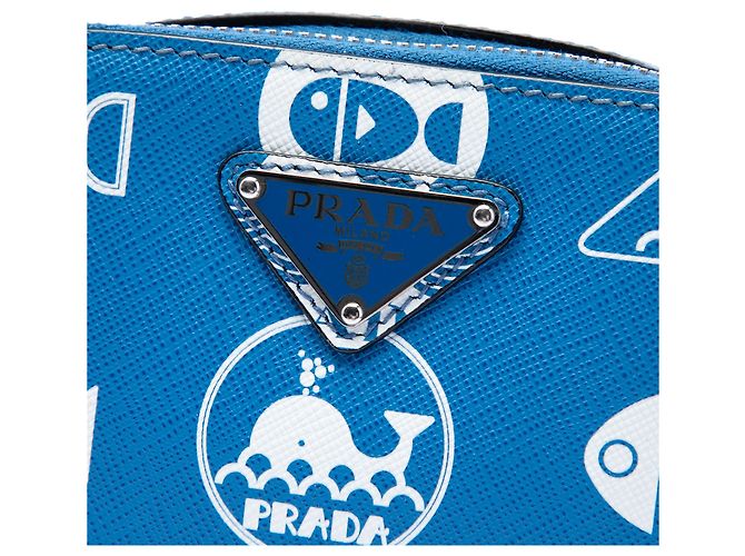 Prada Blue Saffiano Whale Brique Borsa a tracolla verticale - vista 5