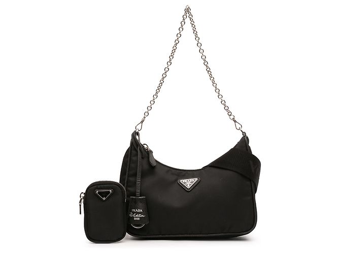 Borsa Prada Black Tessuto Re Edition 2005 Nero - vista 7