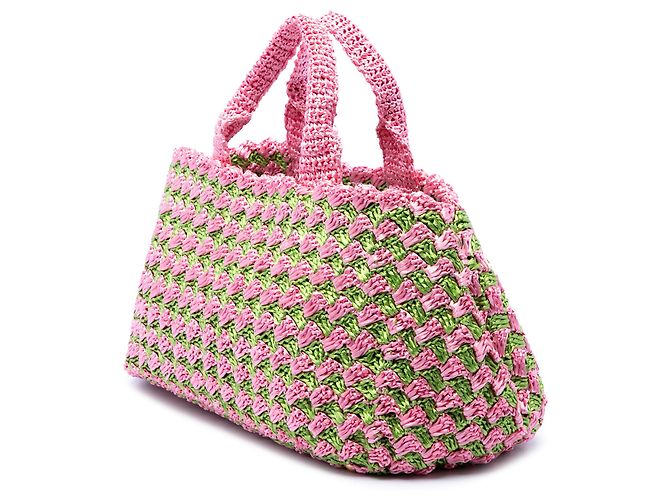 Tote in canapa di rafia rosa Prada - vista 2