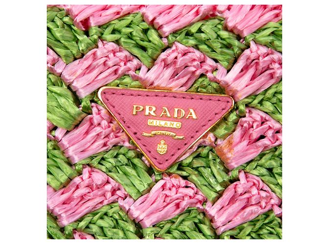 Tote in canapa di rafia rosa Prada - vista 5