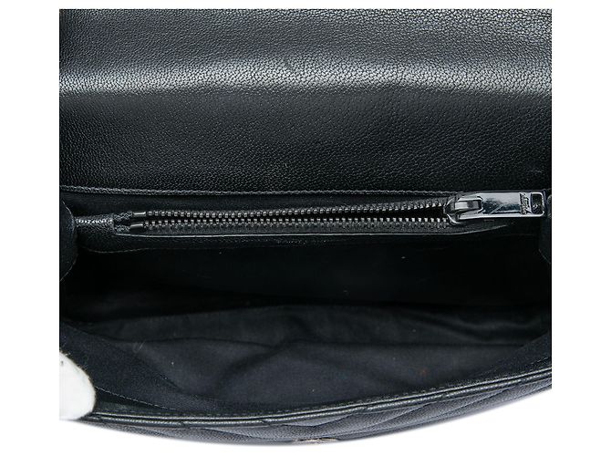 Borsa College Monogram Monochrome Chevron in pelle di pecora nera Medium Saint Laurent Nero - vista 4