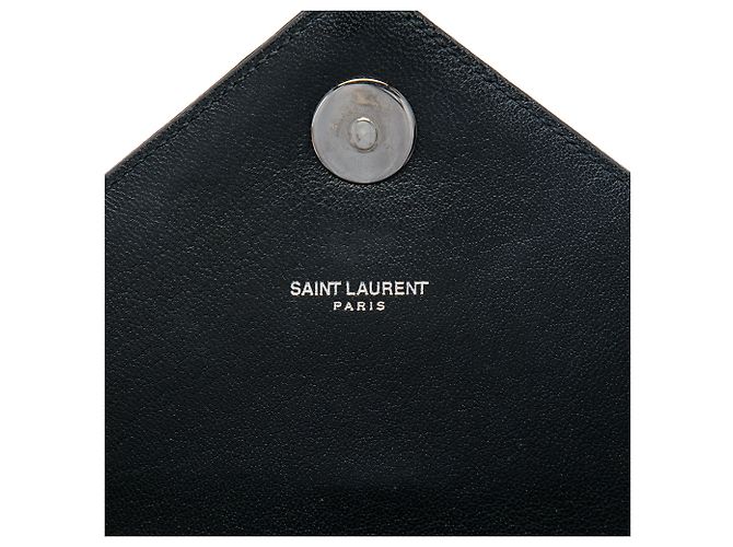 Borsa College Monogram Monochrome Chevron in pelle di pecora nera Medium Saint Laurent Nero - vista 5