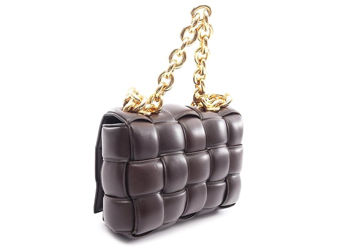 Borsa Bottega Veneta Marrone Nappa Intrecciato Padded Chain Cassette - vista 2